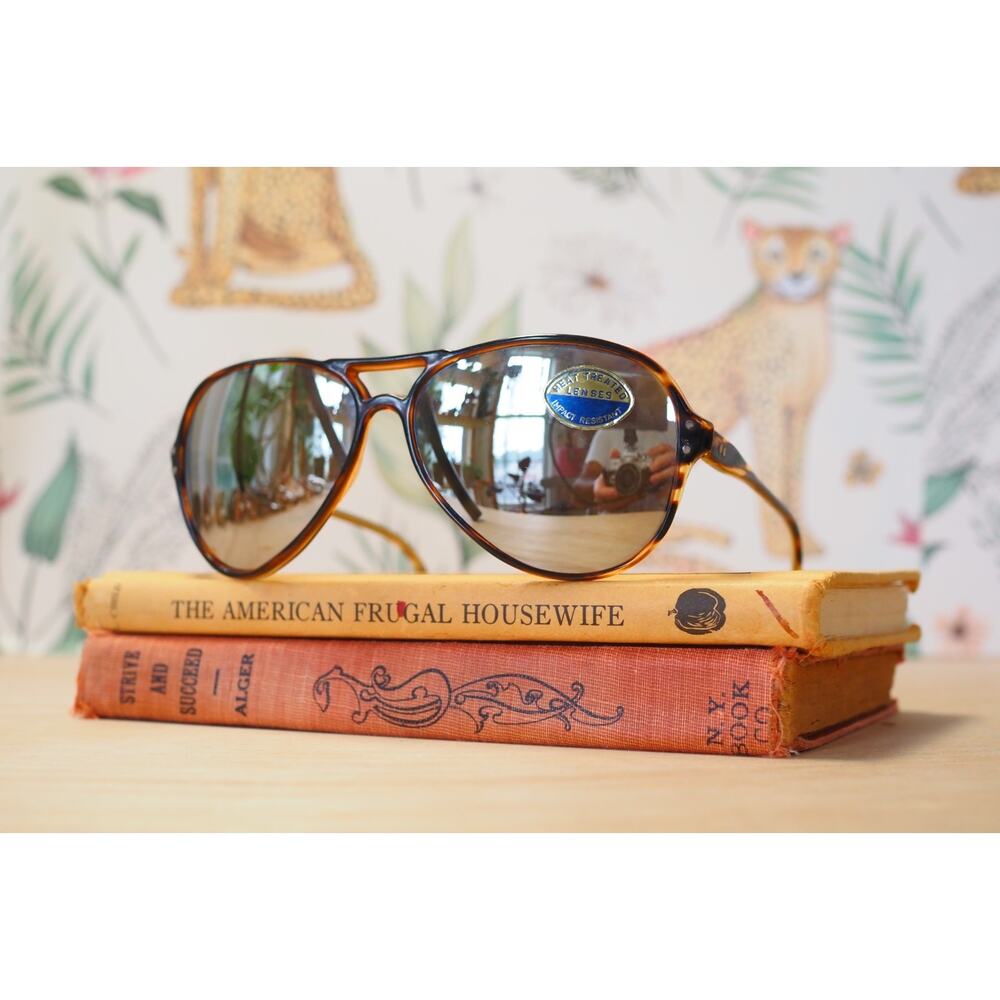 Vintage Aviator Sunglasses 1970s Italy Made Pilot Mirrored lens Retro Grandpa